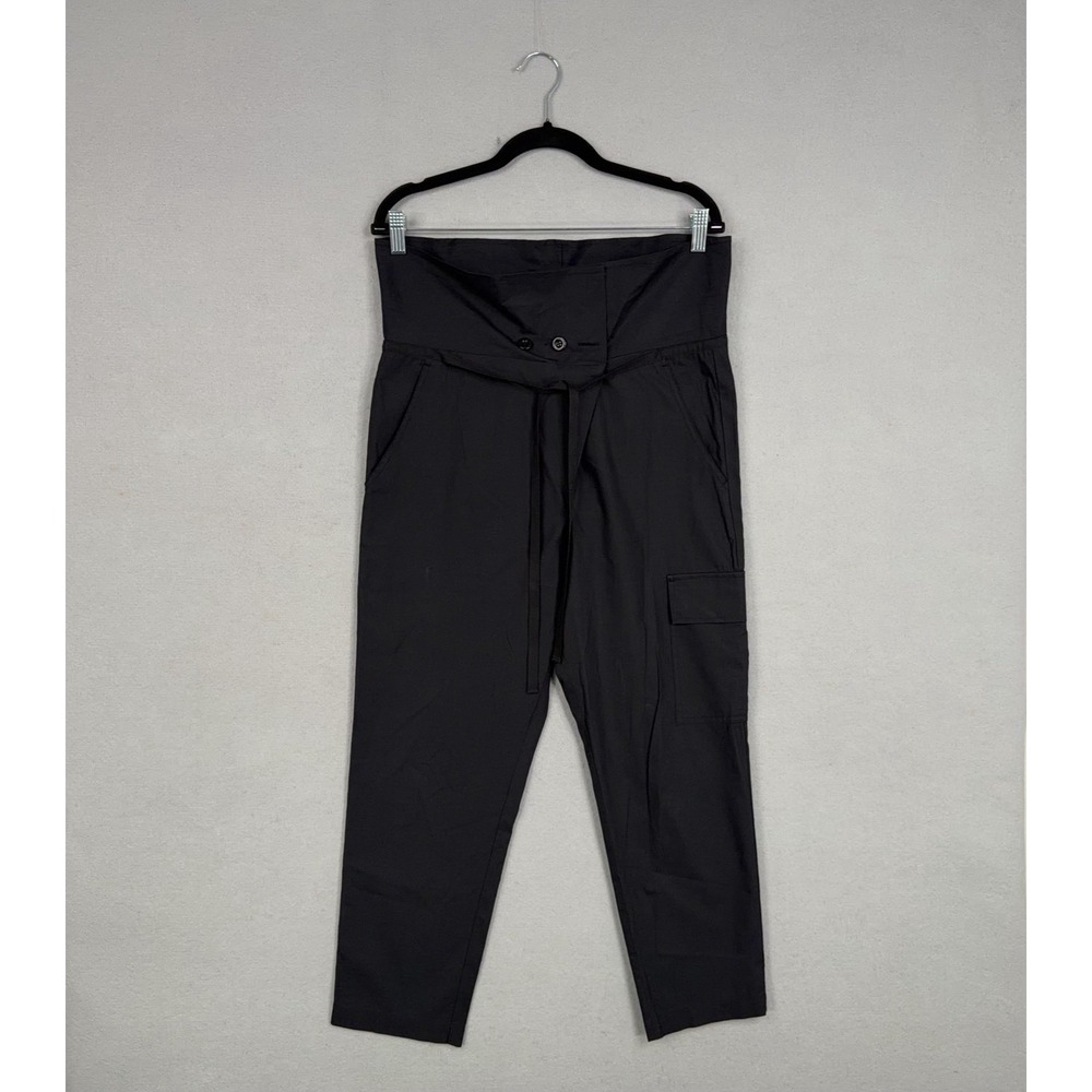 Vince Pants Womens 4 Black High Rise Paperbag Waisted Cargo Pocket Cropped Luxe